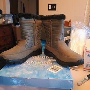 Easy Street Tan Winter Boots with Black Accents